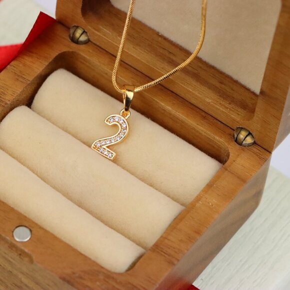 "Rose Gold Number 2 Pendant with Crystals – 18K Gold Plated Charm, XPPT1342 - Picture 10 of 13